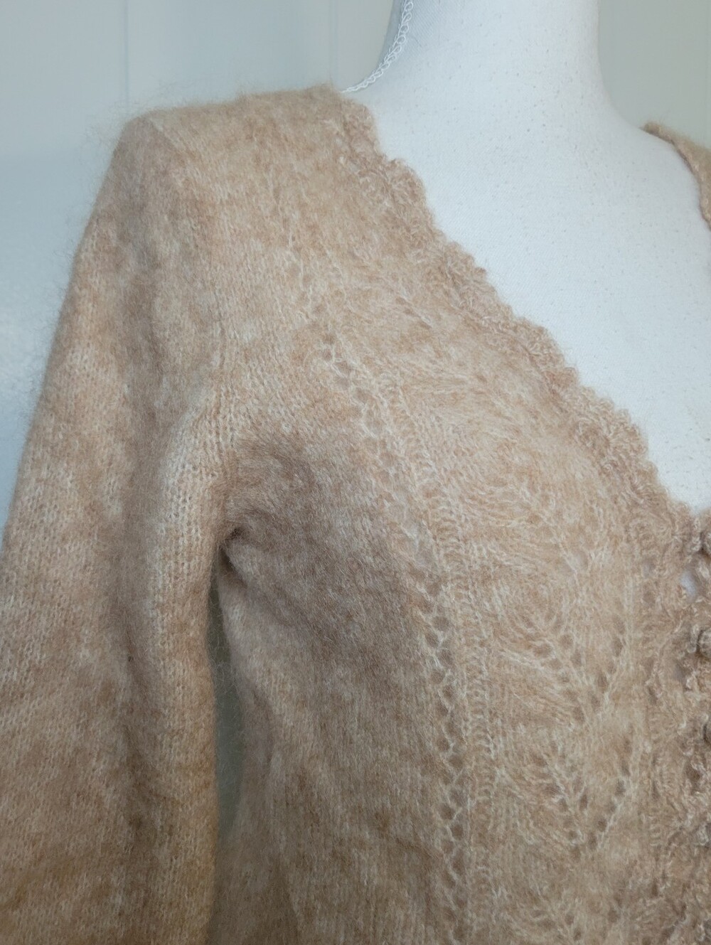 Sezane Angelo Cardigan Mohair Merino Wool Cream Beige Sweater Quiet Luxury MD - Picture 5 of 16